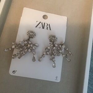 Zara Gold tone Botanical Statement Earrings.Brand New